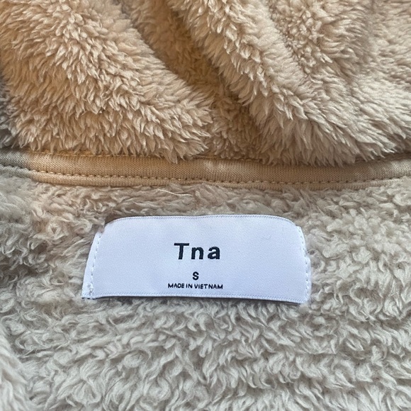 Tan TNA fluffy zip up sweater in a size small. - Picture 3 of 5